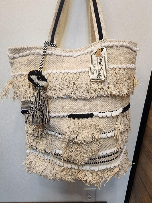 Boho Tassel Natural Tote