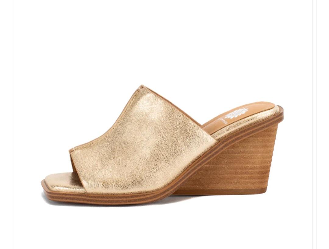 Yellow Box Vellore Light Gold w/ Wood Wedge Heel