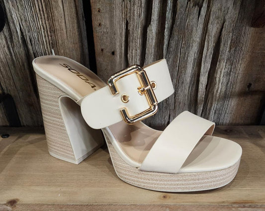 "Gracie" Nude Buckle Platform