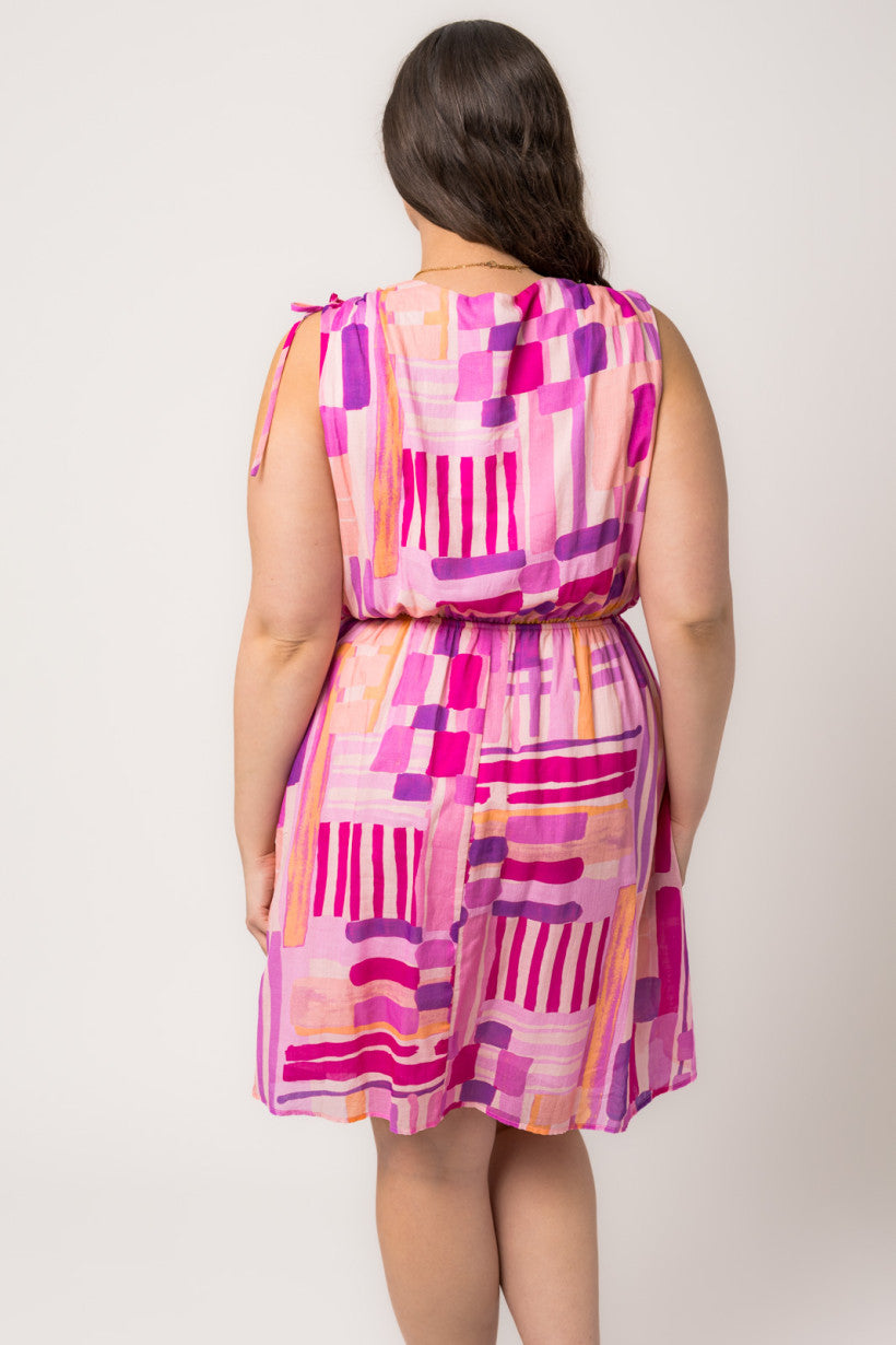 "Gabby" Pink Abstract Curvy Dress